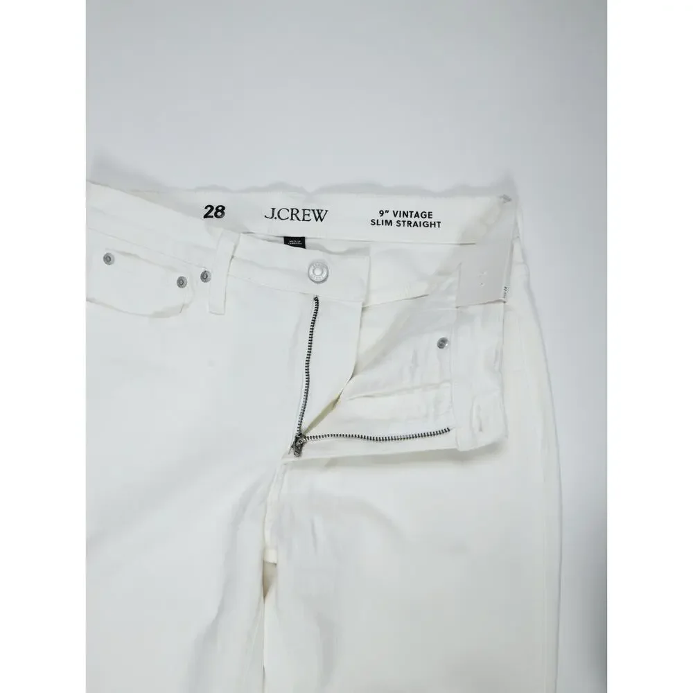 NWT J.Crew 9” Vintage Slim Straight White Jeans 28 High Rise Coastal Denim $128 - Picture 7 of 16